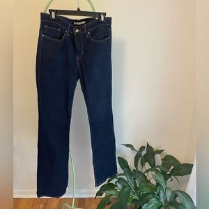Levies dark blue 315 shaping boot cut stretch jeans.